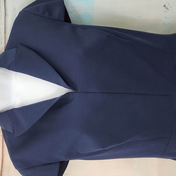 Brooks Brothers Wool Polyester Blend Navy V Neck Dress - Picture 2 of 6